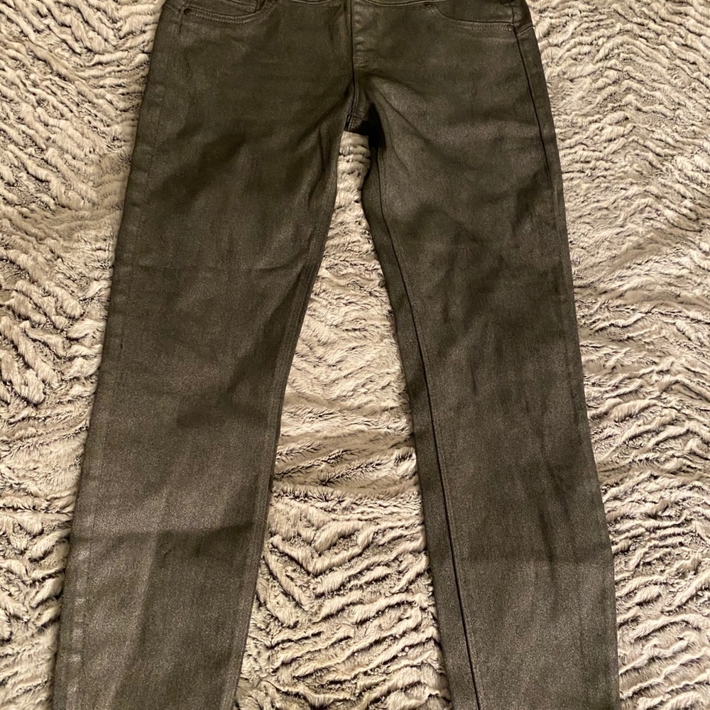 Spanx Wax Denim Jeggings silver Metallic